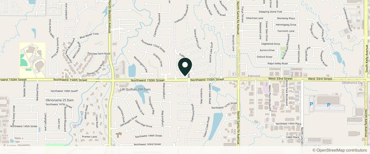 Map showing the exact location of Bliss Medical Spa at 15100 Traditions Blvd Ste 2, Edmond, OK 73013, USA