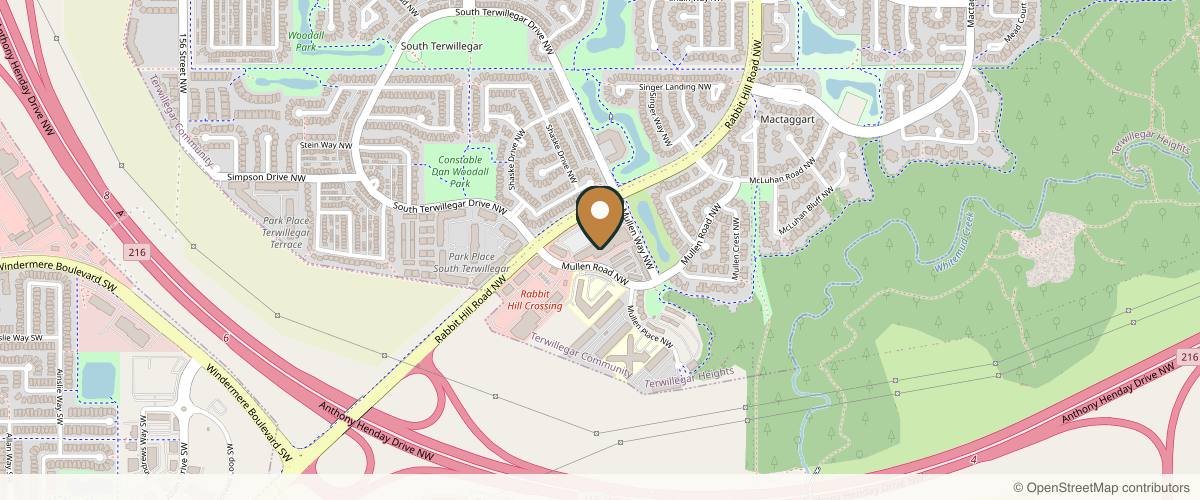 Map showing the exact location of Bliss MediSpa & Integrated Wellness at 5954 Mullen Way NW, Edmonton, AB T6R 0S9, Canada