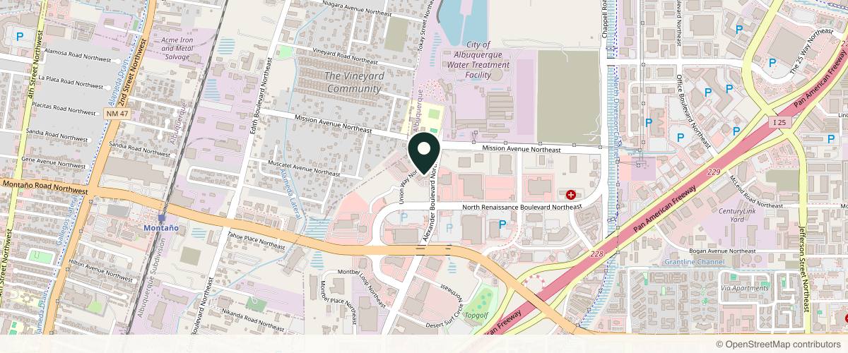 Map showing the exact location of Bliss Wellness and Aesthetic Studios at 4921 Alexander Blvd NE B, Albuquerque, NM 87107, USA