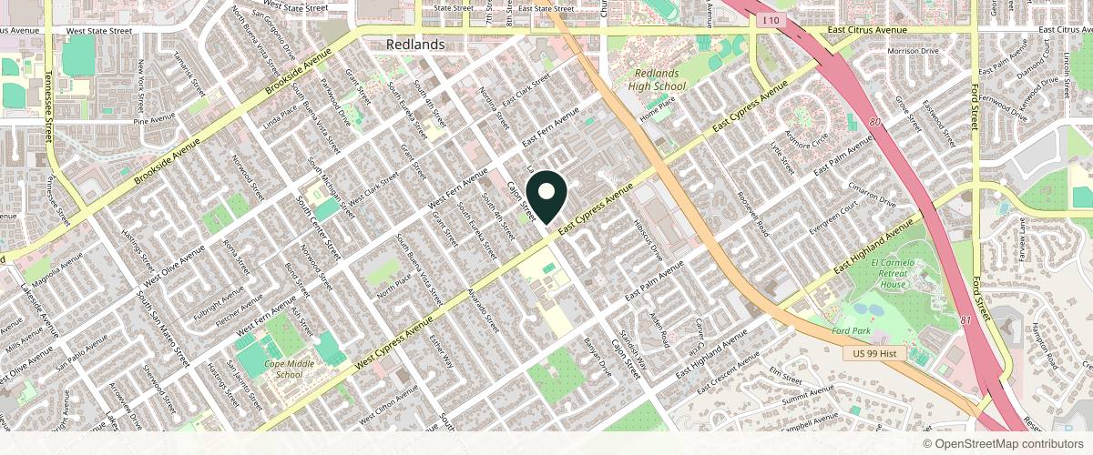 Map showing the exact location of Bloom - Advanced Med Spa - Age-Defying Experts at 555 Cajon St Ste E, Redlands, CA 92373, USA