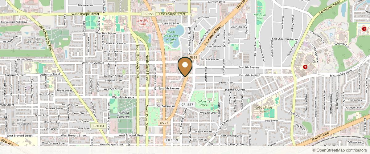 Map showing the exact location of Bloom Esthetics Spa & Facial Bar at 1240 Thomasville Rd Ste 200, Tallahassee, FL 32303, USA