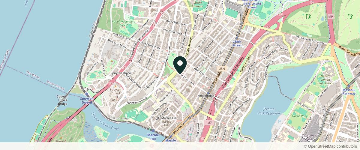 Map showing the exact location of Blue Skin Laser Medspa at 314 W 231st St, Bronx, NY 10463, USA