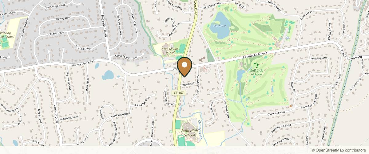Map showing the exact location of Blush Med Spa at 412 W Avon Rd, Avon, CT 06001, USA