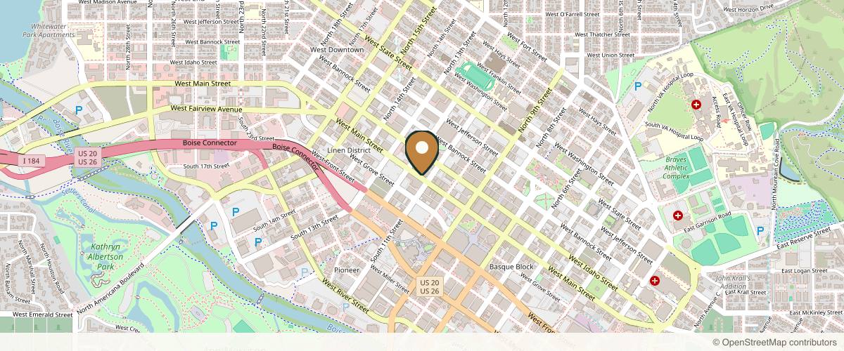 Map showing the exact location of Bobbi Bullock Medical Esthetics & The Mobile MedSpa Party at 1112 W Main St Ste 106, Boise, ID 83702, USA