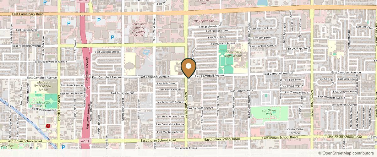 Map showing the exact location of Body Beautiful Day and Med Spa at 4449 N 24th St, Phoenix, AZ 85016, USA
