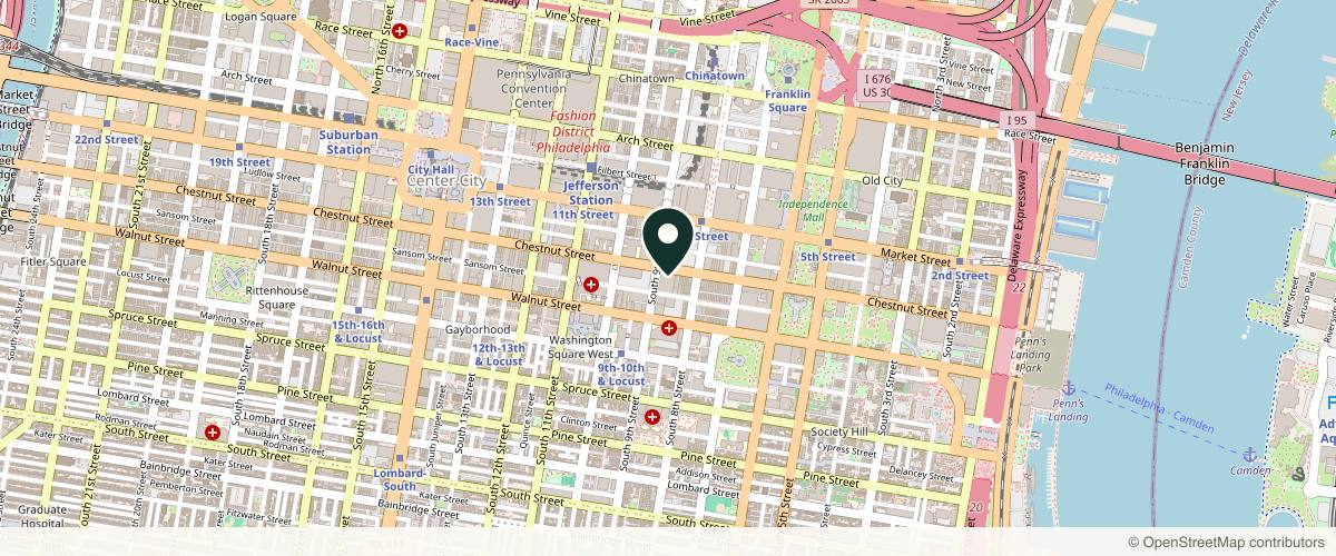 Map showing the exact location of Body+Beauty Lab at 834 Chestnut St, Philadelphia, PA 19107, USA