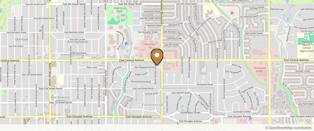 Map showing the exact location of Bohemia Healing Spa East at 402 N Hillcrest St, Wichita, KS 67208, USA