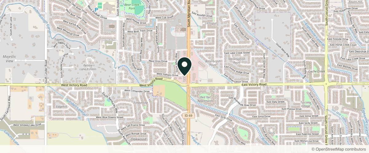 Map showing the exact location of Boise Dermatology and Medspa- Dr. Naomi Brooks at 3109 S Meridian Rd, Meridian, ID 83642