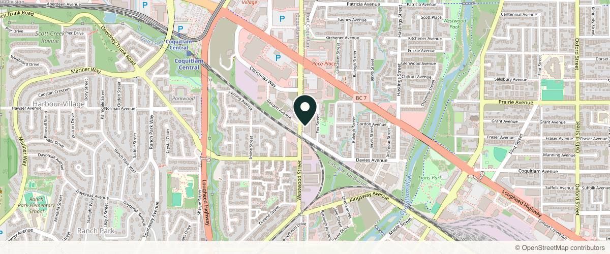 Map showing the exact location of Bon Chic Skin & Laser Clinic at 3200 Westwood St #111, Port Coquitlam, BC V3C 6C7, Canada