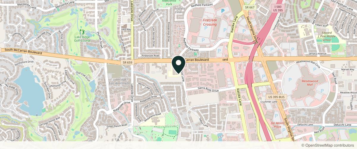 Map showing the exact location of Bonaldi Aesthetics at 6630 S McCarran Blvd Ste B20, Reno, NV 89509, USA