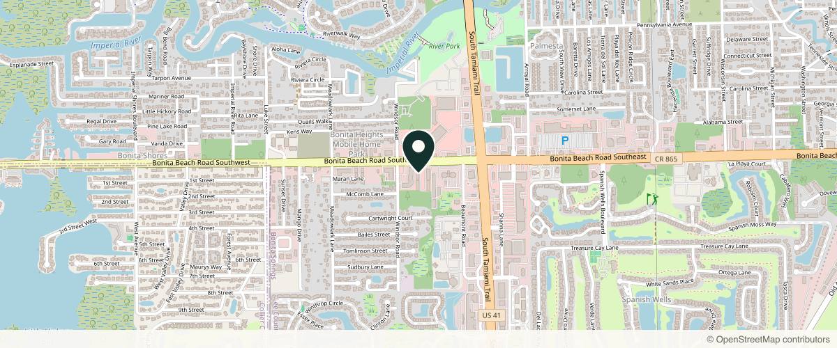 Map showing the exact location of Bonita Med Spa at 3431 Bonita Beach Rd SW #208, Bonita Springs, FL 34134, USA