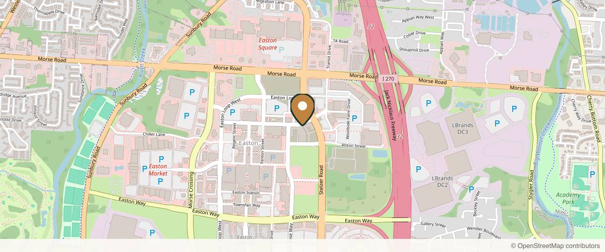 Map showing the exact location of Boss Gal Beauty Bar - Easton at 4129 Worth Ave, Columbus, OH 43219, USA