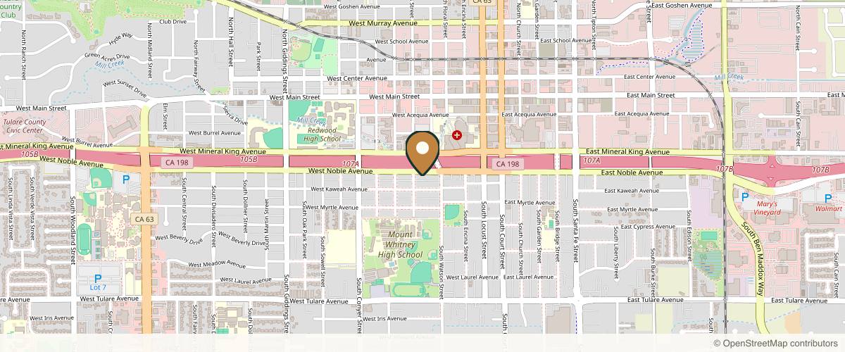 Map showing the exact location of Botox, Laser, Weight Loss Visalia - LnM Med Spa at 523 W Noble Ave, Visalia, CA 93291, USA