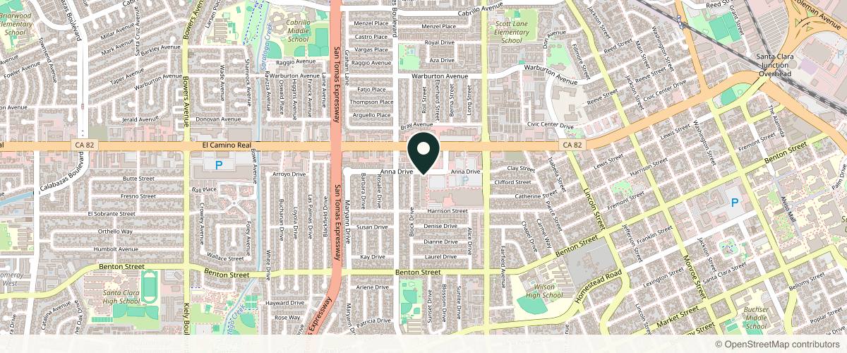 Map showing the exact location of BotoxxCafe' Med Spa at 2118 El Camino Real Ste 19, Santa Clara, CA 95050, USA