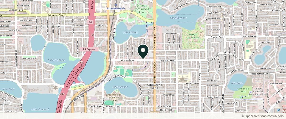 Map showing the exact location of Boutiq Medical Clinic at 817 Virginia Dr, Orlando, FL 32803, USA