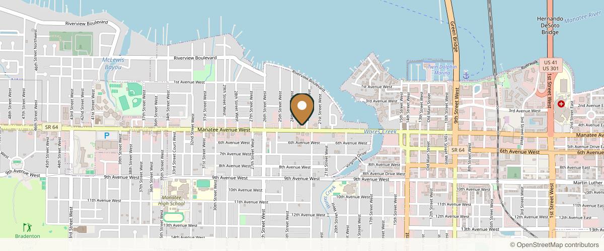 Map showing the exact location of Bradenton Aesthetics at 2310 Manatee Ave W, Bradenton, FL 34205, USA
