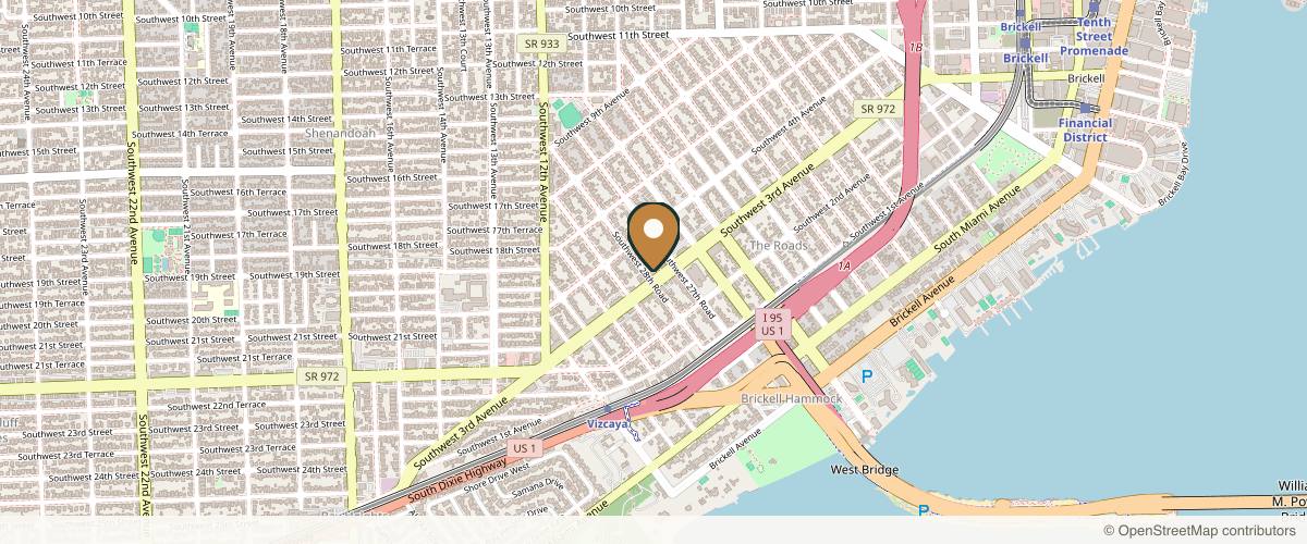 Map showing the exact location of Brickell Cosmetic Center-Aesthetics & Dermatology at 2730 SW 3rd Ave Ste 100, Miami, FL 33129, USA