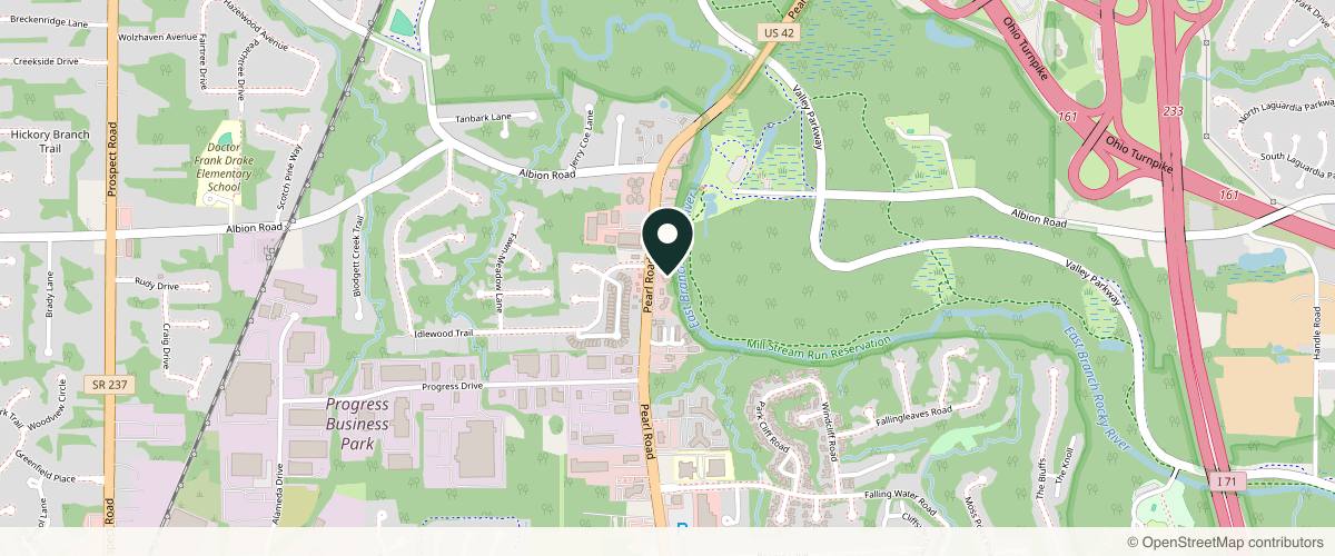 Map showing the exact location of Brilliant Aesthetics LLC at 11221 Pearl Rd, Strongsville, OH 44136, USA
