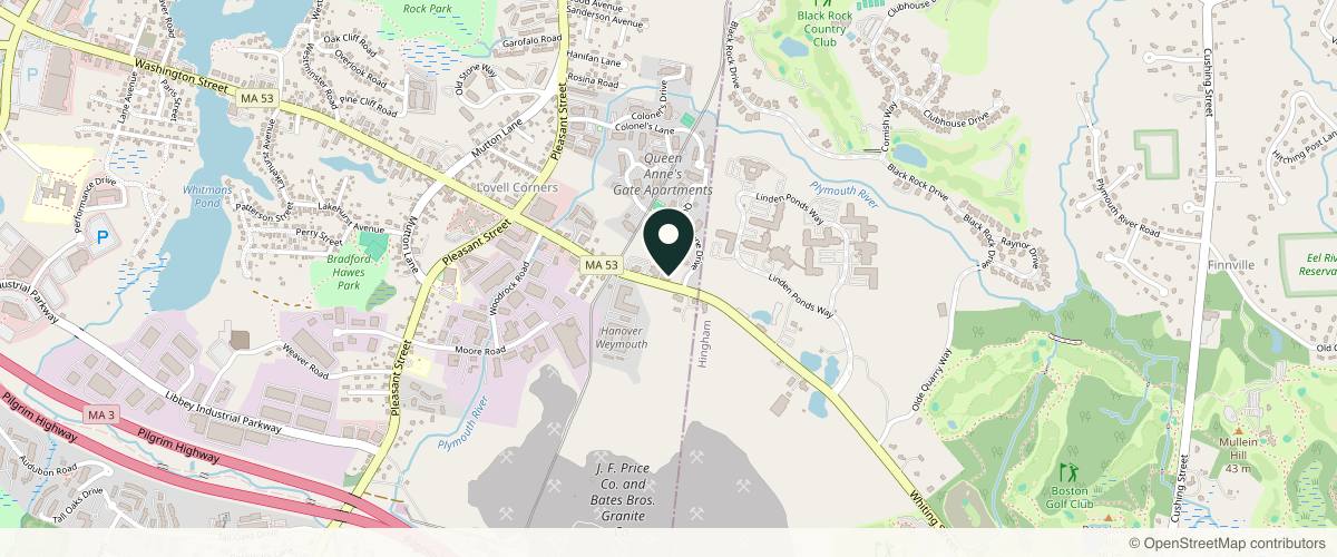 Map showing the exact location of Brisa Aesthetics at 1362 Washington St, Weymouth, MA 02189, USA