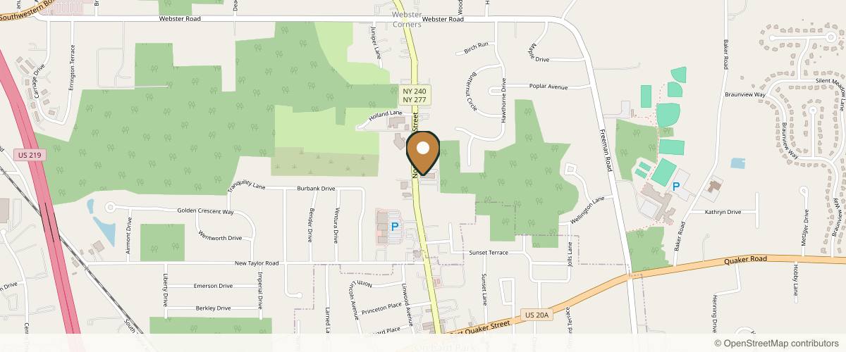 Map showing the exact location of Buffalo Aesthetics | The Medspa Experts at 3995 N Buffalo St Suite 300, Orchard Park, NY 14127, USA