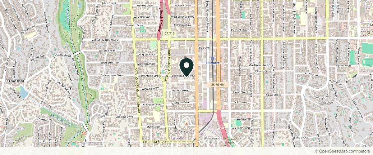 Map showing the exact location of California Dermatology and Mohs Surgery Specialists at 50 Bellefontaine St Ste 202, Pasadena, CA 91105