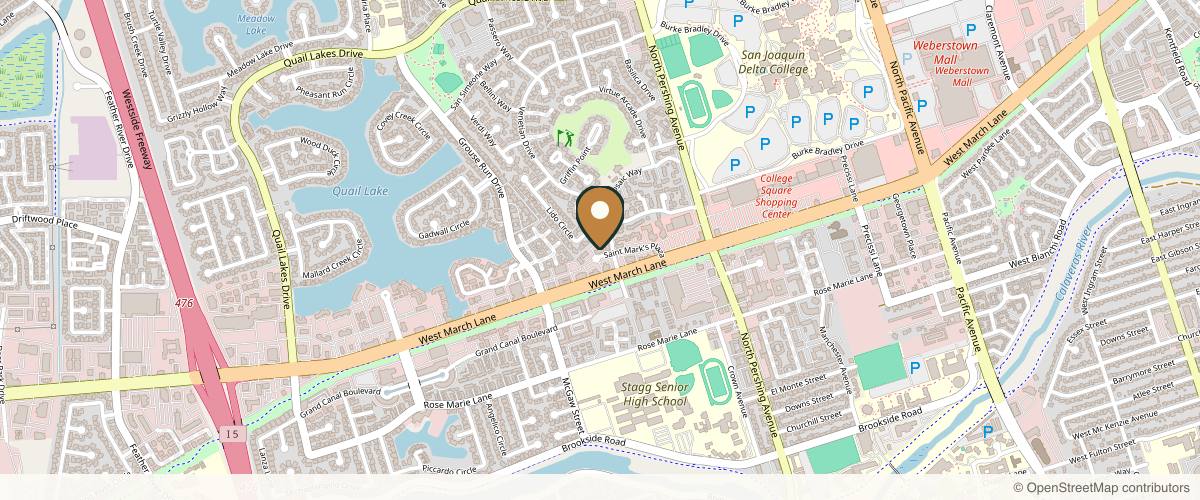 Map showing the exact location of California Skin & Laser Center at 1617 St Marks Plaza Ste C, Stockton, CA 95207, USA