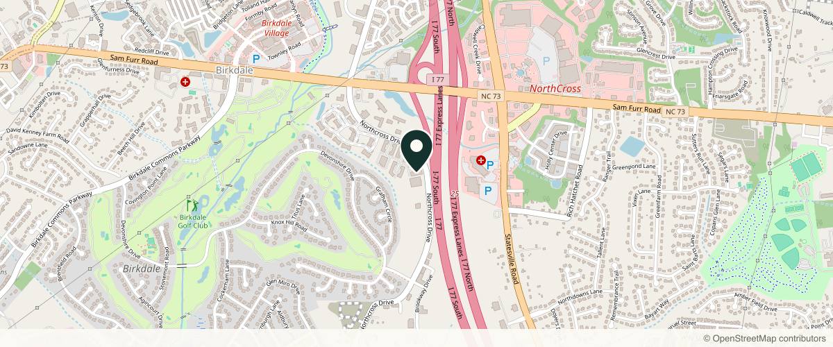Map showing the exact location of Cami Aesthetics at 16315 Northcross Dr Ste A, Huntersville, NC 28078, USA