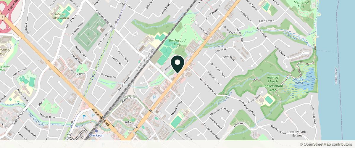Map showing the exact location of Canada Medlaser Mississauga at 1705 Lakeshore Rd W, Mississauga, ON L5J 1J4, Canada