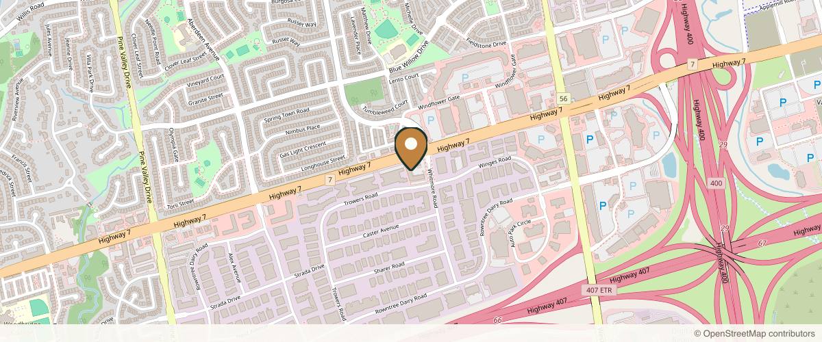Map showing the exact location of Canada Medlaser Vaughan at 200 Whitmore Rd Unit 17,18, Woodbridge, ON L4L 7K4, Canada