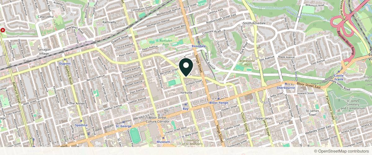 Map showing the exact location of Canada MedLaser Yorkville at 47 Davenport Rd, Toronto, ON M5R 2C4, Canada