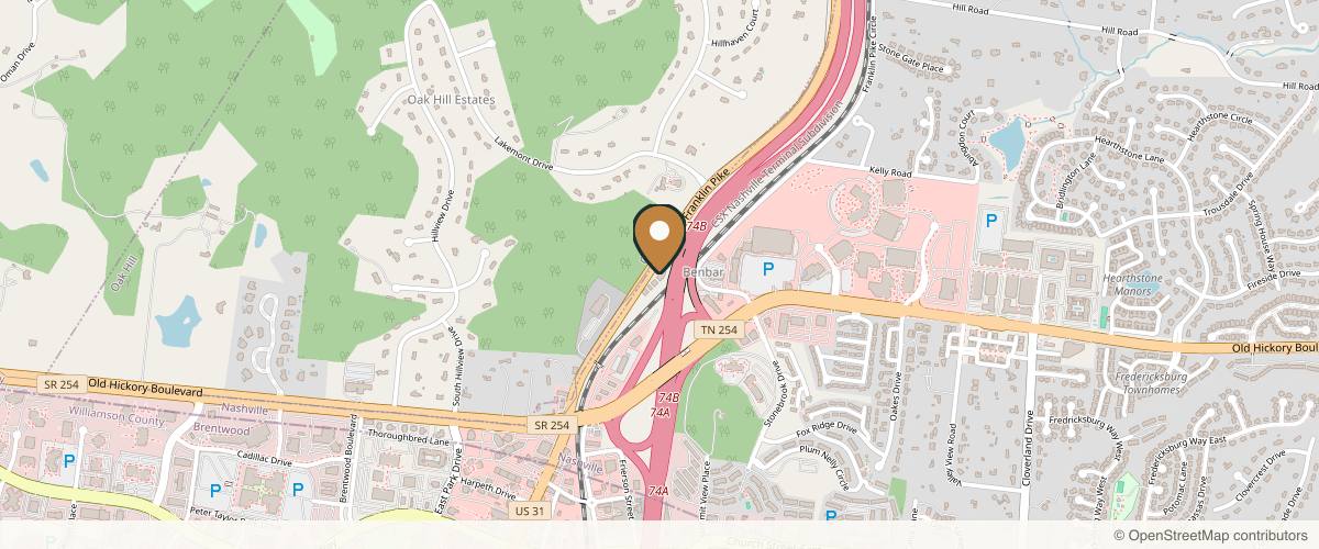 Map showing the exact location of Canvas Skin at 5548 Franklin Pike STE 201, Nashville, TN 37220, USA