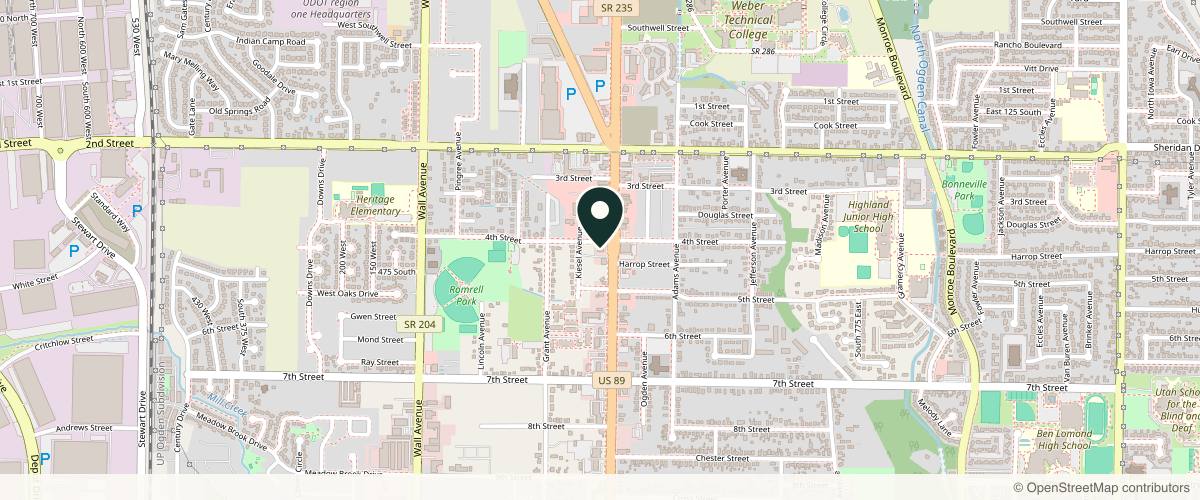 Map showing the exact location of Canyon Shire Spa + Wellness at 413 Washington Blvd, Ogden, UT 84404, USA