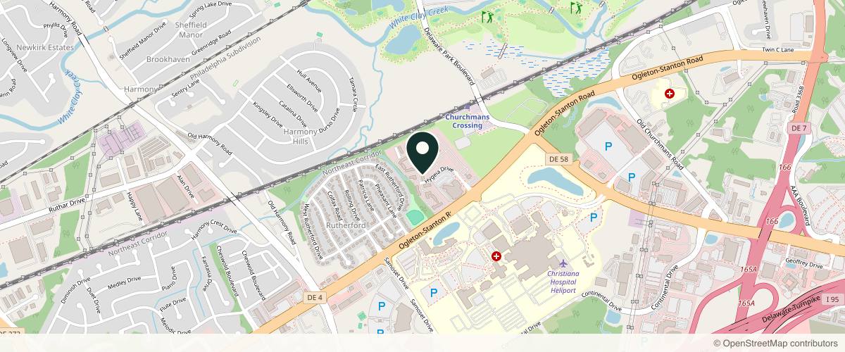 Map showing the exact location of Care Esthetics Delaware at 56 Omega Dr, Newark, DE 19713, USA