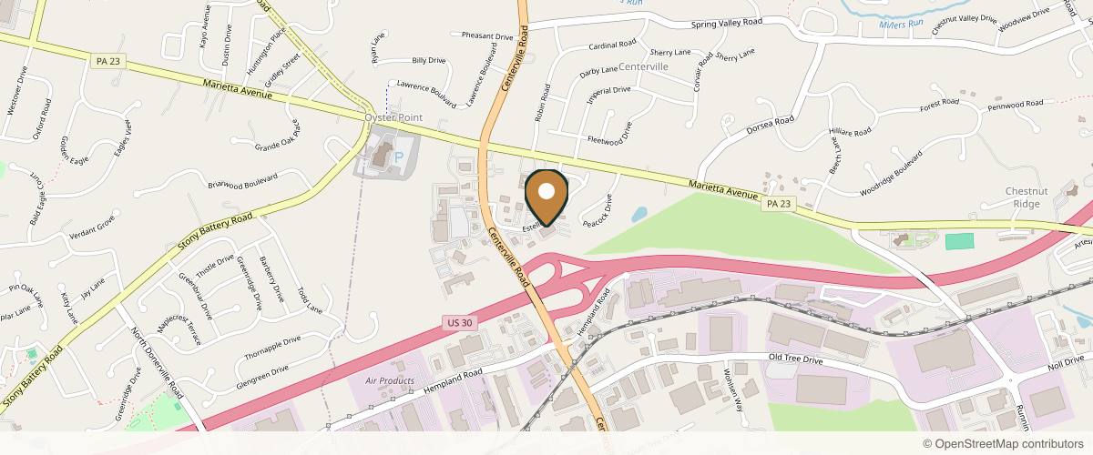 Map showing the exact location of Carter MD Aesthetics (formerly Medical Cosmetics) at 805 Estelle Dr Ste 214, Lancaster, PA 17601, USA
