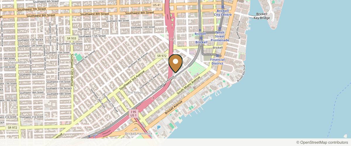 Map showing the exact location of Caruna Med Spa & Laser Center at 1800 SW 1st Ave Ste 103, Miami, FL 33129, USA