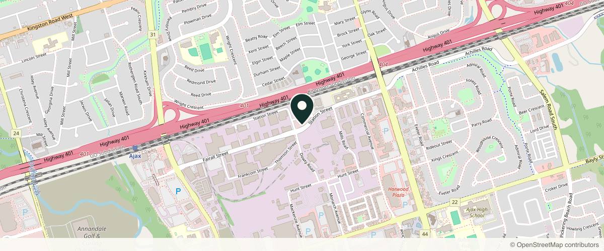 Map showing the exact location of CASA BEAUTY CLINIC at 190 Station St #16, Ajax, ON L1S 1R9, Canada