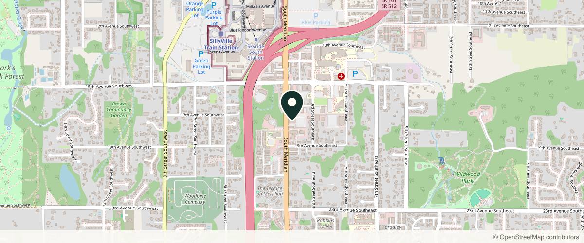 Map showing the exact location of Cascade Eye & Skin Centers, PC at 1703 S Meridian Ste 101, Puyallup, WA 98371