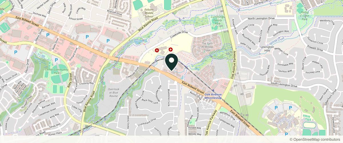 Map showing the exact location of Cascade Medical Wellness & Aesthetics at 2140 E Bidwell St, Folsom, CA 95630, USA