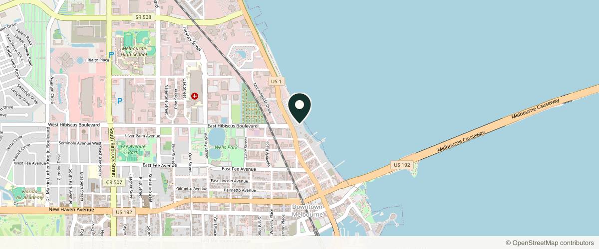 Map showing the exact location of Castellon Plastic Surgery Center at 1499 S Harbor City Blvd #301, Melbourne, FL 32901, USA