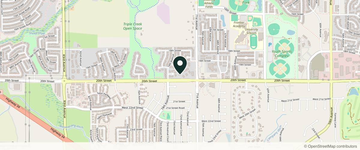 Map showing the exact location of Castle Dermatology & Laser Center at 7251 W 20th St Bldg e, Greeley, CO 80634, USA