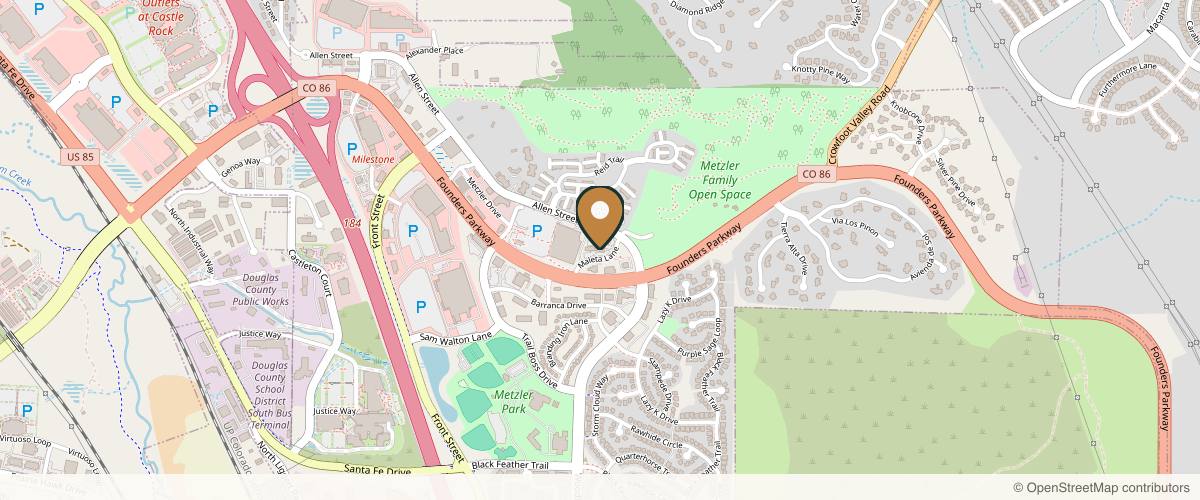 Map showing the exact location of Castle Rock Regenerative Healthcare at 751 Maleta Ln STE 104, Castle Rock, CO 80108, USA