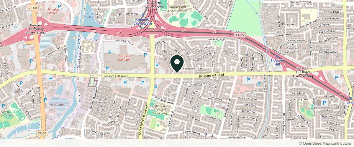 Map showing the exact location of Cataleya Aesthetics at 841 Blossom Hill Rd #201, San Jose, CA 95123, USA