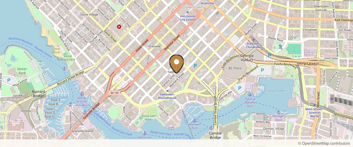 Map showing the exact location of Caviar Skin Clinic at 1076 Hamilton St, Vancouver, BC V6B 2R9, Canada