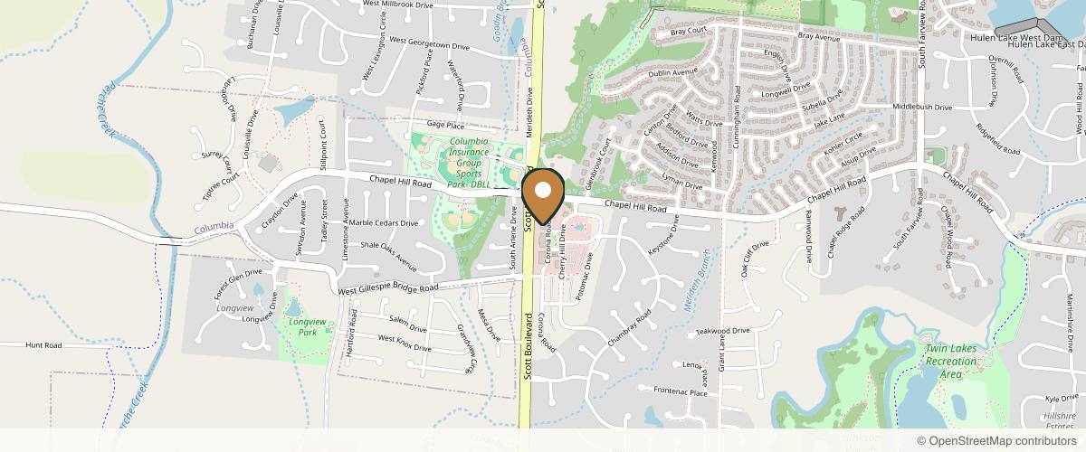 Map showing the exact location of Cayce Medical Spa at 2001 Corona Rd #201, Columbia, MO 65203, USA