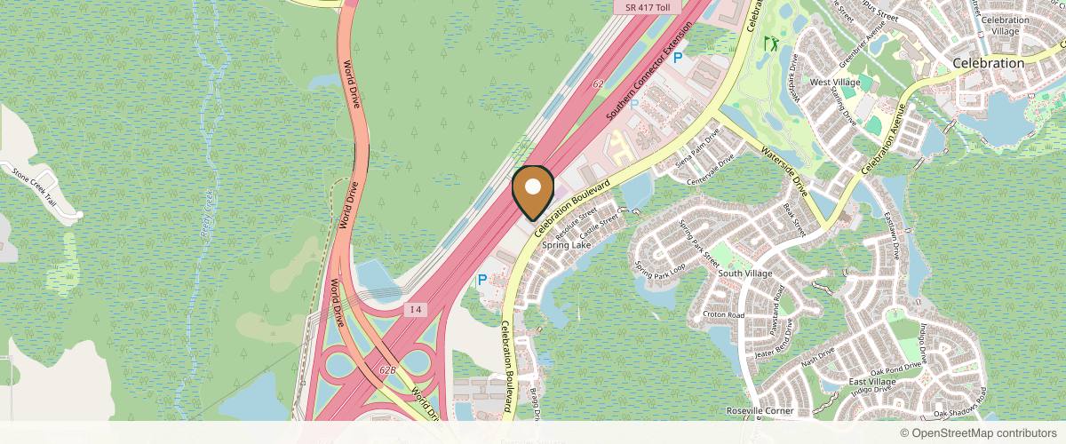 Map showing the exact location of Celebration Aesthetic Center at 1420 Celebration Blvd Ste 313, Kissimmee, FL 34747, USA