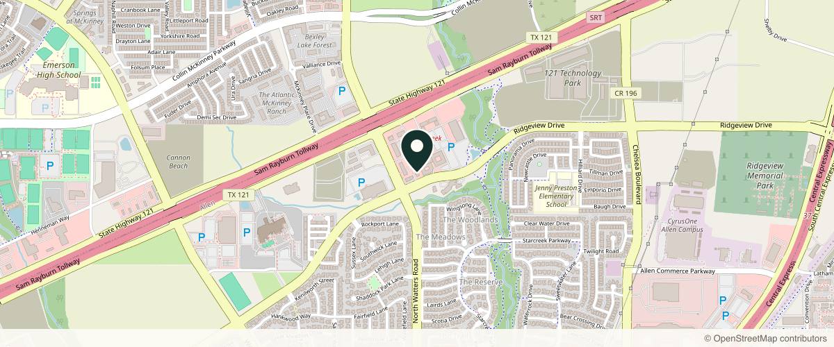 Map showing the exact location of Celebrity Medi Spa at 940 Ridgeview Dr Ste 140, Allen, TX 75013, USA