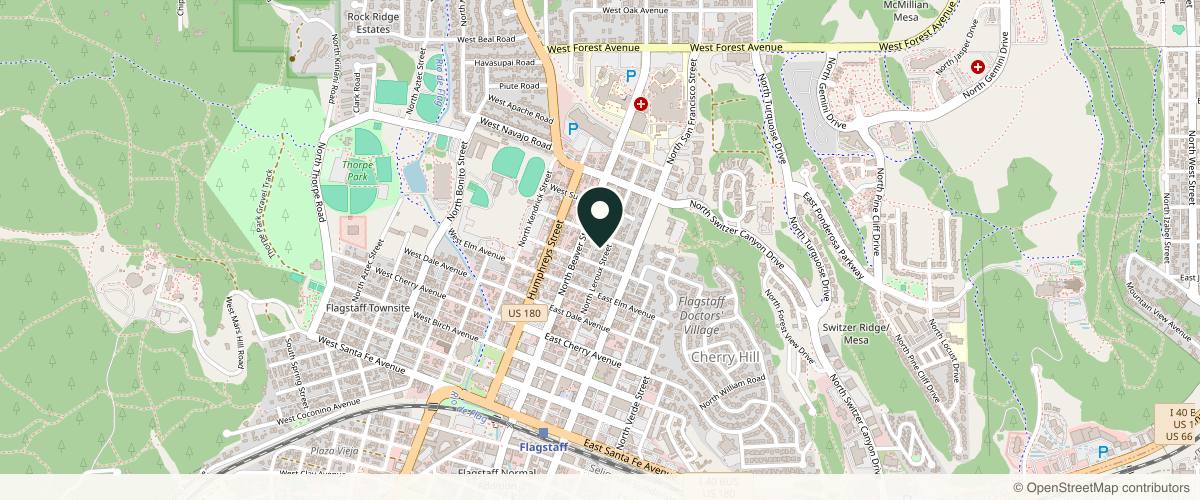 Map showing the exact location of Celestial Space at 611 N Leroux St #5, Flagstaff, AZ 86001, USA