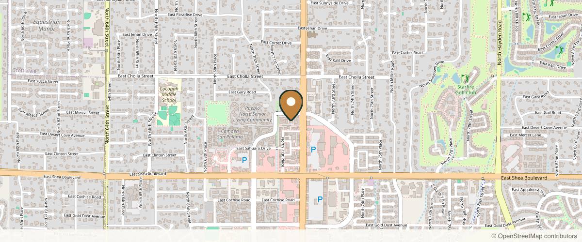 Map showing the exact location of Center for Aesthetic and Laser Medicine Scottsdale at 10900 N Scottsdale Rd Ste 201, Scottsdale, AZ 85254, USA