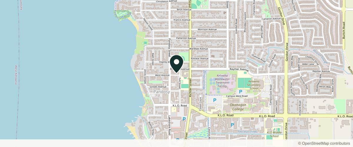 Map showing the exact location of Cerulean Medical Institute at 550 West Ave #300, Kelowna, BC V1Y 4Z4, Canada