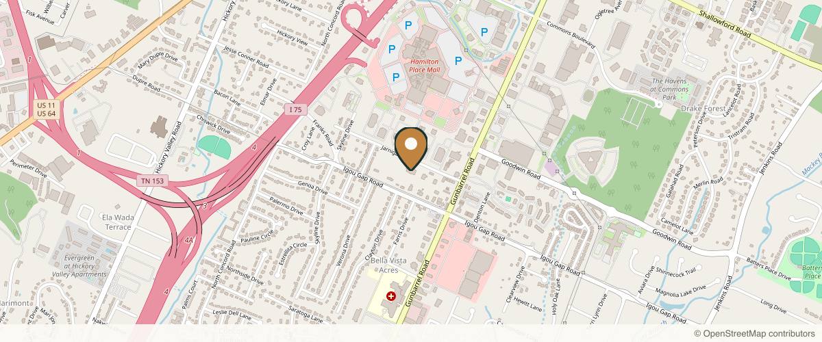 Map showing the exact location of CFR Aesthetics - Center for Facial Rejuvenation at 7268 Jarnigan Rd, Chattanooga, TN 37421, USA